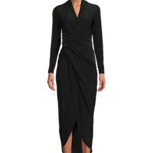 RACHEL Tulip-Hem Faux-Wrap Dress